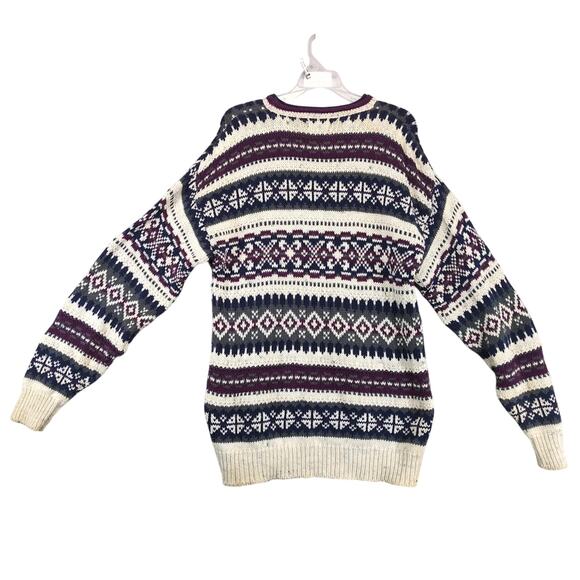 Vintage 80s 90s Nowell's Pullover Knit Fair Isle Sweater Men's M Made USA Cotton - Picture 2 of 10